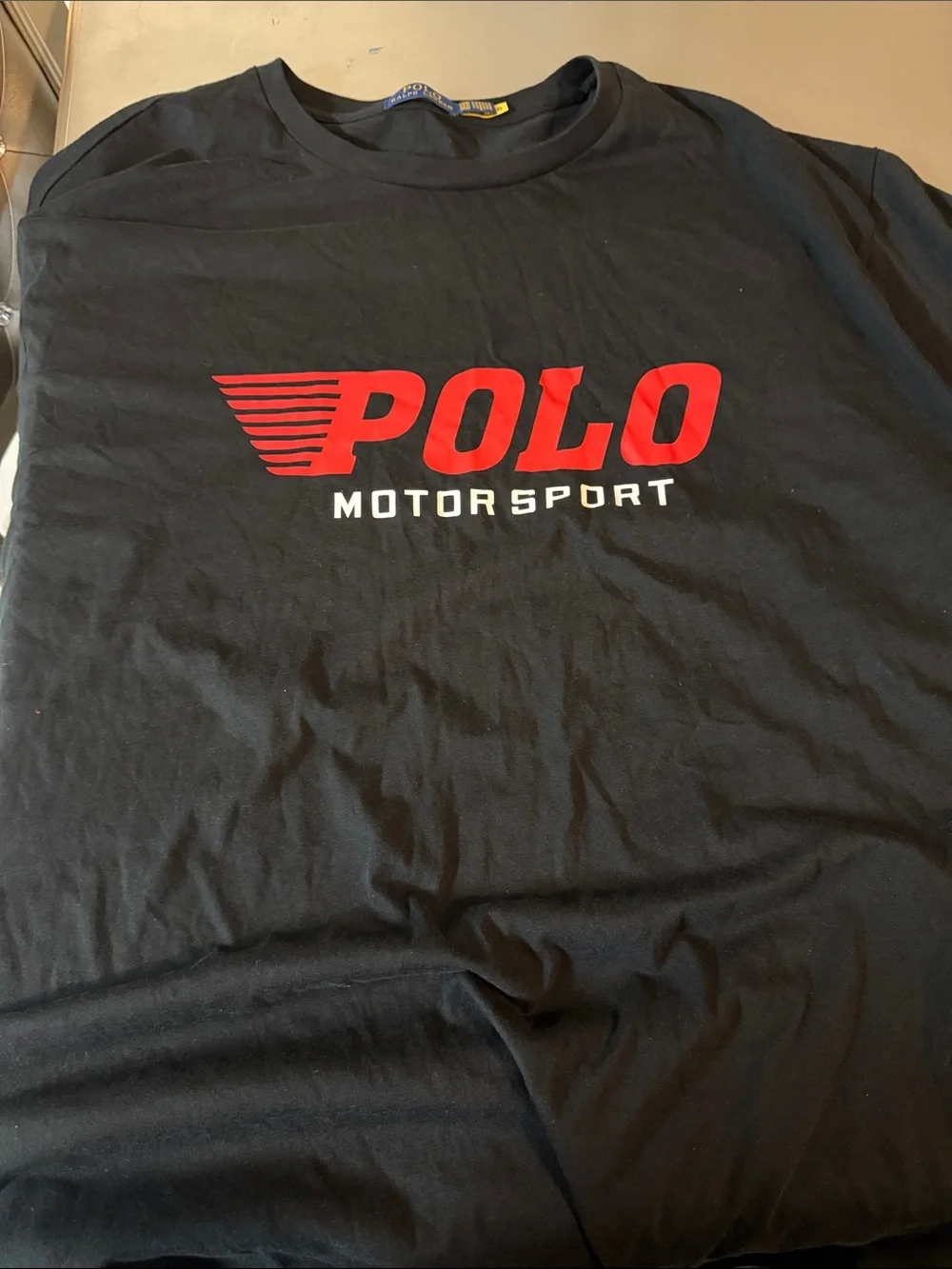 Polo by Ralph Lauren Black Short-Sleeve Tee with Red POLO Motor Sport Logo